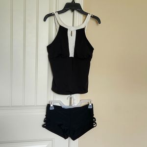 Juniors Small Black/White 2 pc Swimsuit (Liz Claiborne/Arizona Jeans)